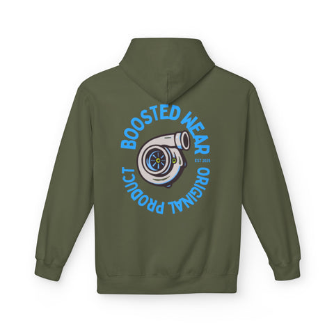 Turbocharged Hoodie — "Boosted Wear" Turbocharger Graphic Back Print
