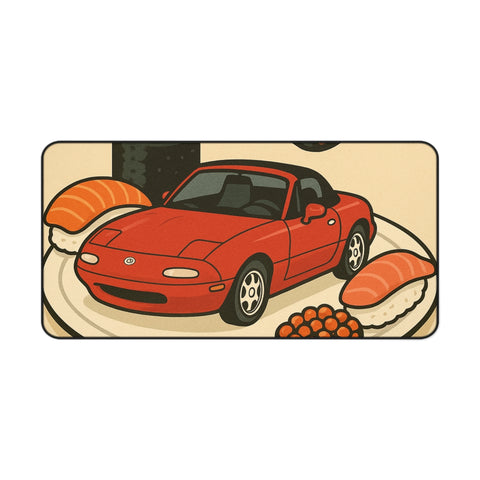 Sushi Plate Sports Car Desk Mat — Cute Red Miata Mouse Pad for Car & Anime Fans