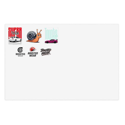 Car Culture Sticker Sheet — Boosted Wear, Turbo Snail & Retro Race Decals