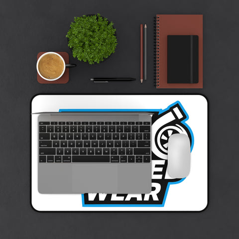 Boosted Wear Logo Desk Mat — Racing Turbine Mouse Pad for Car Enthusiasts