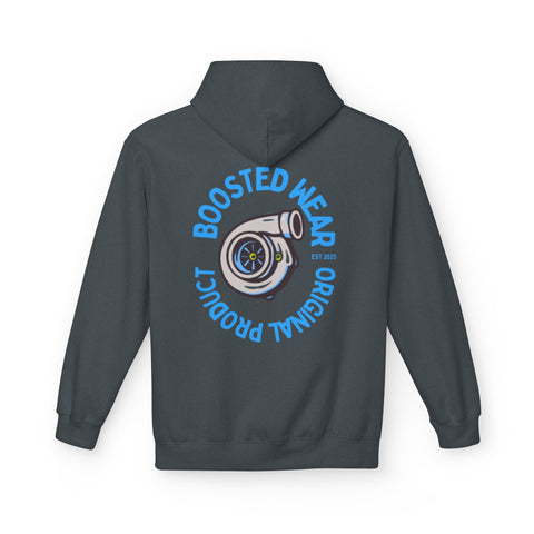 Turbocharged Hoodie — "Boosted Wear" Turbocharger Graphic Back Print