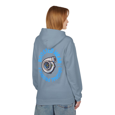 Turbocharged Hoodie — "Boosted Wear" Turbocharger Graphic Back Print