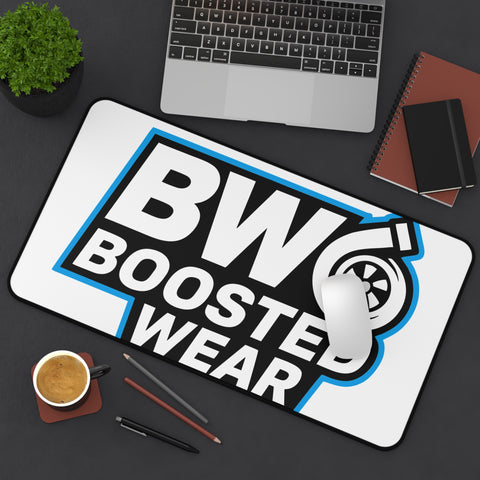 Boosted Wear Logo Desk Mat — Racing Turbine Mouse Pad for Car Enthusiasts