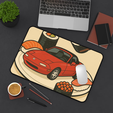 Sushi Plate Sports Car Desk Mat — Cute Red Miata Mouse Pad for Car & Anime Fans