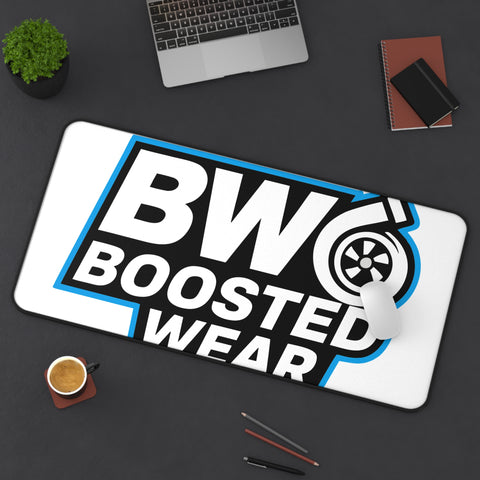 Boosted Wear Logo Desk Mat — Racing Turbine Mouse Pad for Car Enthusiasts