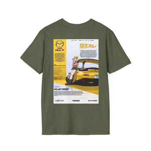 Boosted Wear RX-7 Anime Poster Tee — JDM Mazda Car Graphic T-Shirt