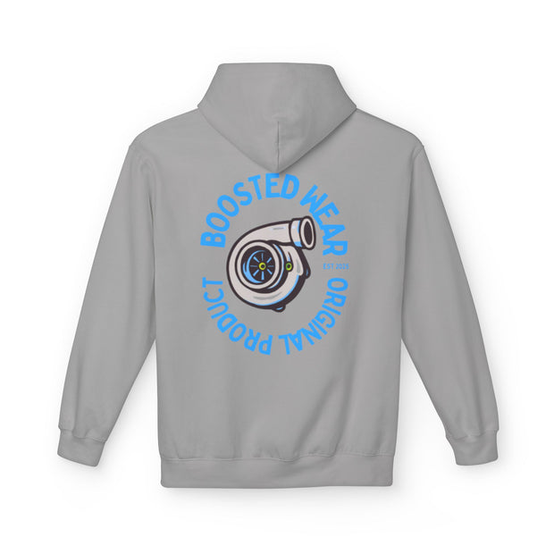 Turbocharged Hoodie — "Boosted Wear" Turbocharger Graphic Back Print