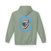 Turbocharged Hoodie — "Boosted Wear" Turbocharger Graphic Back Print