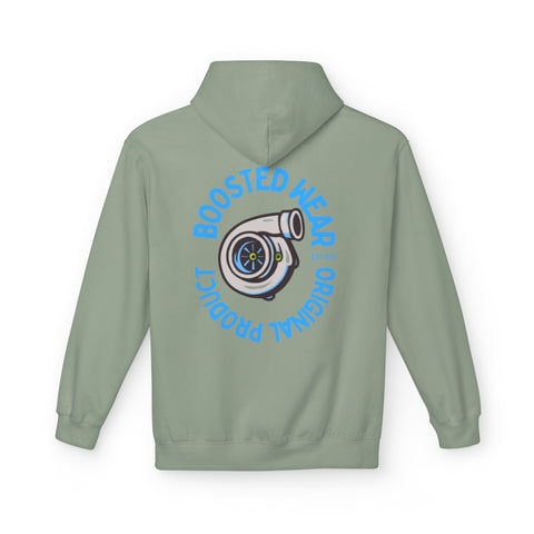 Turbocharged Hoodie — "Boosted Wear" Turbocharger Graphic Back Print