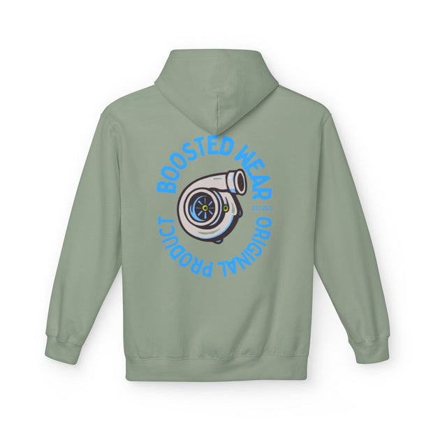 Turbocharged Hoodie — "Boosted Wear" Turbocharger Graphic Back Print