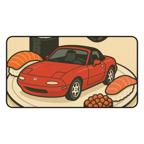 Sushi Plate Sports Car Desk Mat — Cute Red Miata Mouse Pad for Car & Anime Fans
