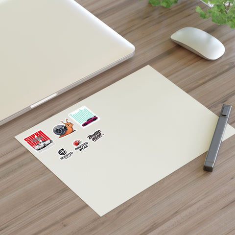 Car Culture Sticker Sheet — Boosted Wear, Turbo Snail & Retro Race Decals