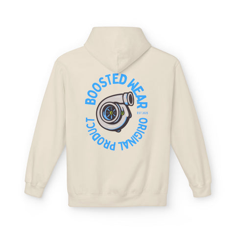 Turbocharged Hoodie — "Boosted Wear" Turbocharger Graphic Back Print