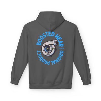 Turbocharged Hoodie — "Boosted Wear" Turbocharger Graphic Back Print