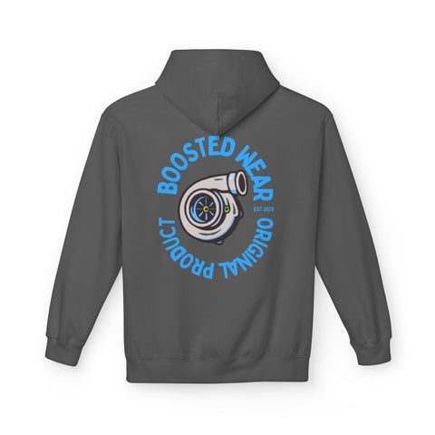 Turbocharged Hoodie — "Boosted Wear" Turbocharger Graphic Back Print