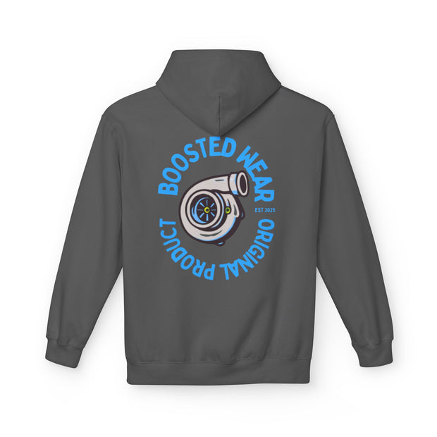 Turbocharged Hoodie — "Boosted Wear" Turbocharger Graphic Back Print