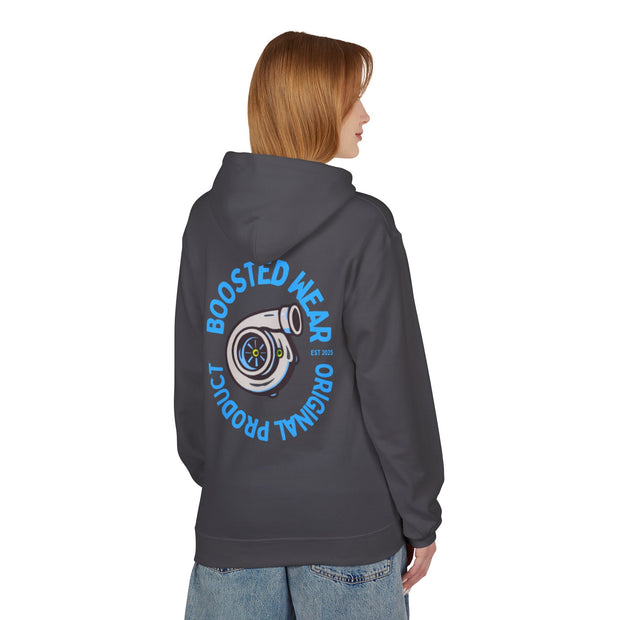 Turbocharged Hoodie — "Boosted Wear" Turbocharger Graphic Back Print