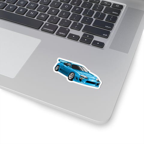 Blue Sports Car Kiss-Cut Sticker — Racing Turbo JDM Decal for Laptops & Cars