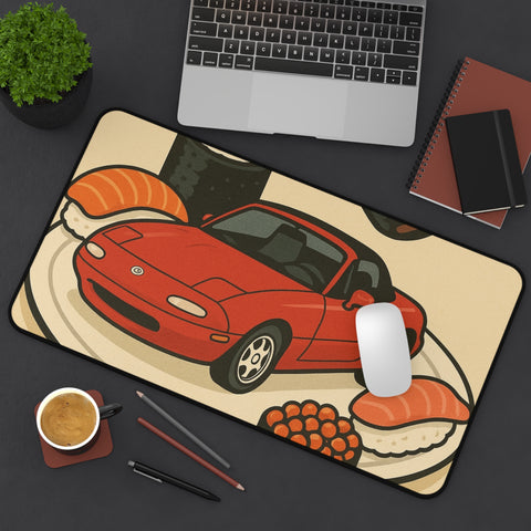 Sushi Plate Sports Car Desk Mat — Cute Red Miata Mouse Pad for Car & Anime Fans