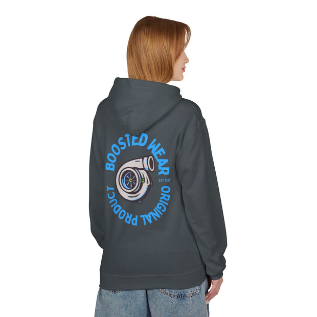 Turbocharged Hoodie — "Boosted Wear" Turbocharger Graphic Back Print
