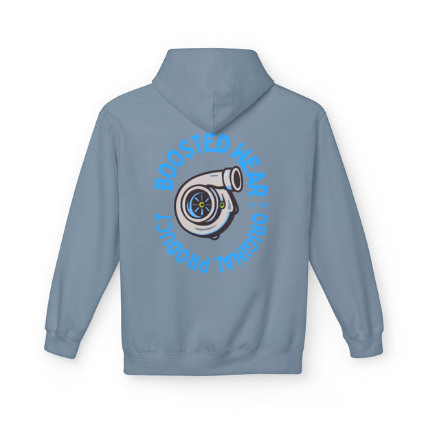 Turbocharged Hoodie — "Boosted Wear" Turbocharger Graphic Back Print