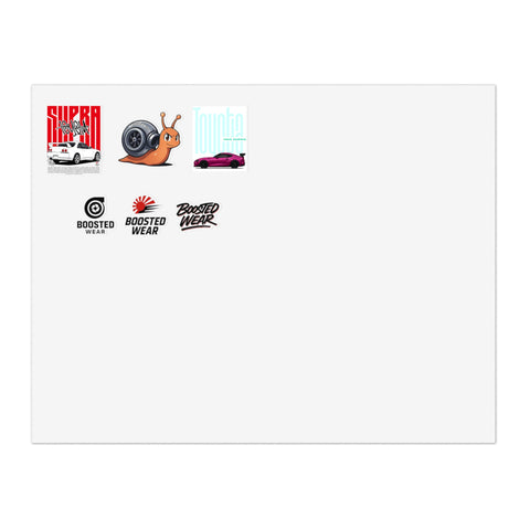 Car Culture Sticker Sheet — Boosted Wear, Turbo Snail & Retro Race Decals