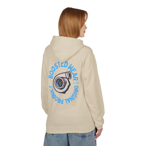Turbocharged Hoodie — "Boosted Wear" Turbocharger Graphic Back Print