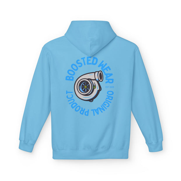Turbocharged Hoodie — "Boosted Wear" Turbocharger Graphic Back Print