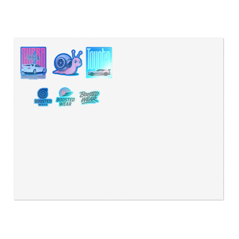 Car Culture Sticker Sheet — Boosted Wear, Turbo Snail & Retro Race Decals