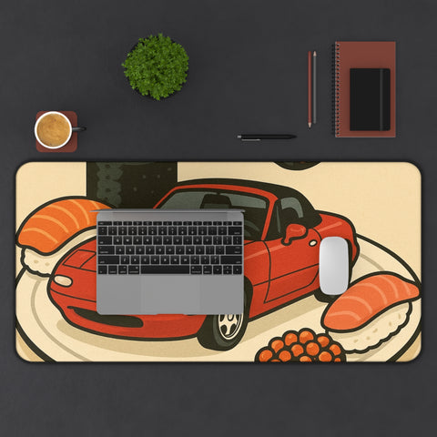 Sushi Plate Sports Car Desk Mat — Cute Red Miata Mouse Pad for Car & Anime Fans