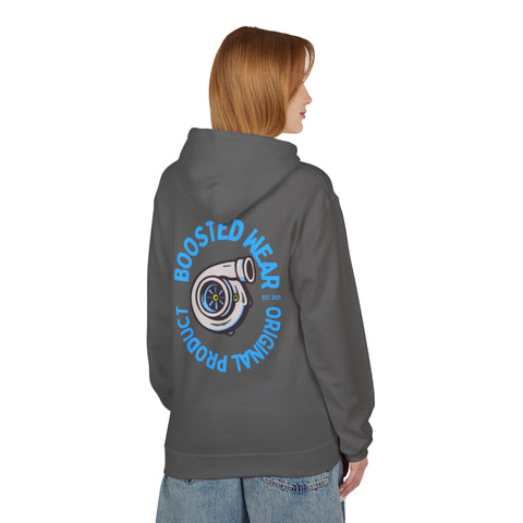 Turbocharged Hoodie — "Boosted Wear" Turbocharger Graphic Back Print
