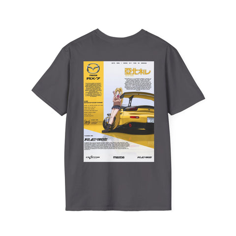Boosted Wear RX-7 Anime Poster Tee — JDM Mazda Car Graphic T-Shirt
