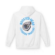 Turbocharged Hoodie — "Boosted Wear" Turbocharger Graphic Back Print