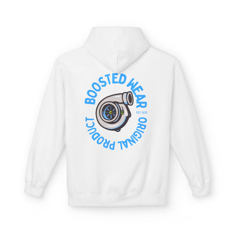 Turbocharged Hoodie — "Boosted Wear" Turbocharger Graphic Back Print
