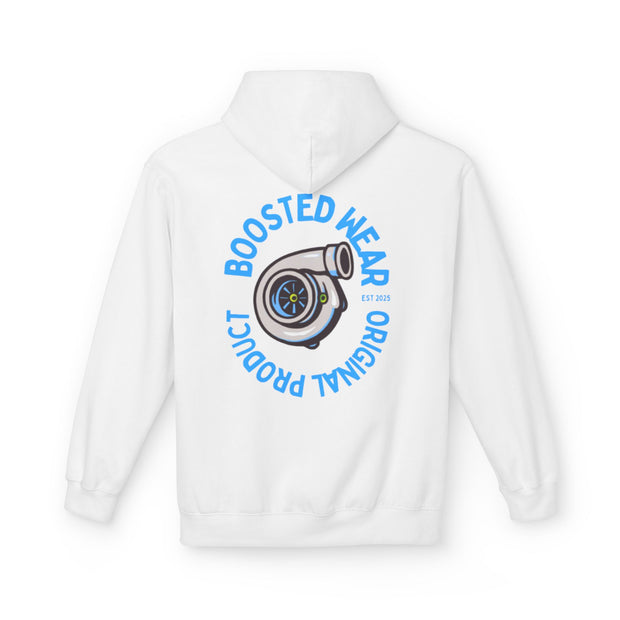 Turbocharged Hoodie — "Boosted Wear" Turbocharger Graphic Back Print