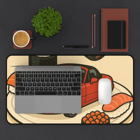 Sushi Plate Sports Car Desk Mat — Cute Red Miata Mouse Pad for Car & Anime Fans