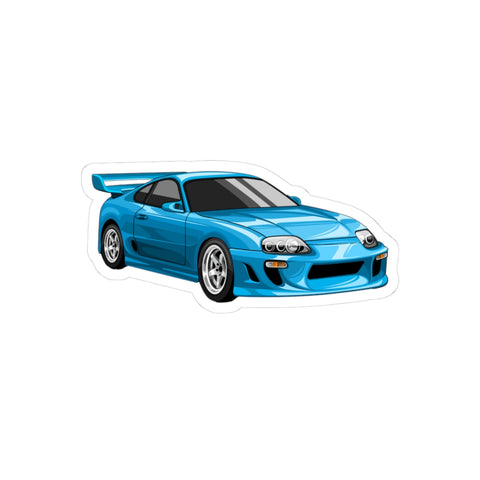 Blue Sports Car Kiss-Cut Sticker — Racing Turbo JDM Decal for Laptops & Cars