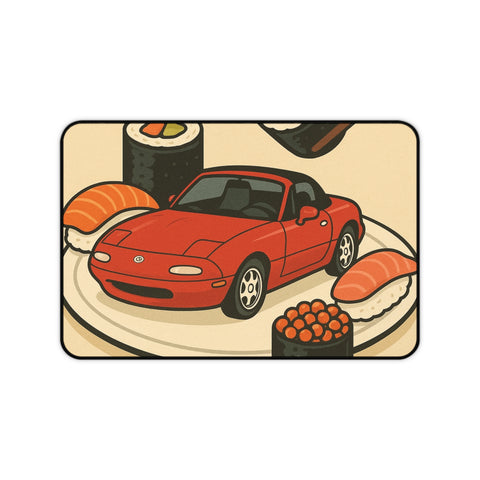 Sushi Plate Sports Car Desk Mat — Cute Red Miata Mouse Pad for Car & Anime Fans