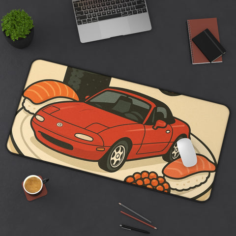 Sushi Plate Sports Car Desk Mat — Cute Red Miata Mouse Pad for Car & Anime Fans