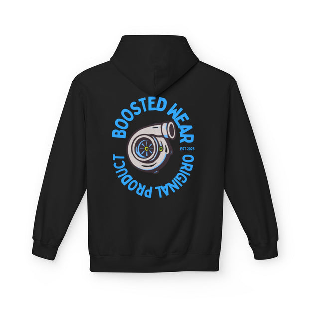 Turbocharged Hoodie — "Boosted Wear" Turbocharger Graphic Back Print