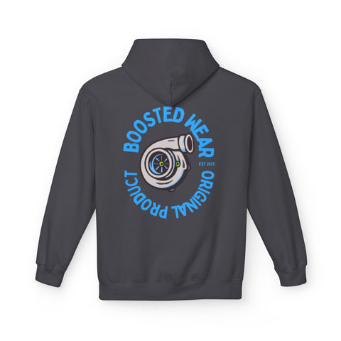 Turbocharged Hoodie — "Boosted Wear" Turbocharger Graphic Back Print