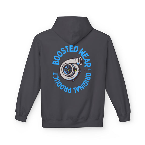 Turbocharged Hoodie — "Boosted Wear" Turbocharger Graphic Back Print